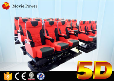 Rote und schwarze des Lederstuhl-4D Sitze Bewegungs-des Theater-100 mit Becherhalter-und Bein-Schleife