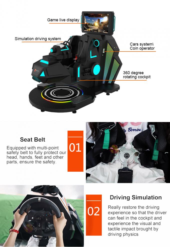 Simulator-Autorennen-Spiel des kühlen des Entwurfs-9D VR Kino-elektrisches 9D VR 1