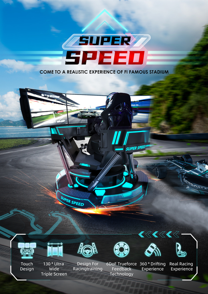 3 Bildschirm Virtual Reality Simulator 6- Dof Black Car Racing Spielmaschine 5d Autofahren Arcade für Mall 0