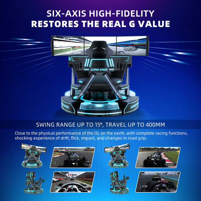 3 Bildschirm Virtual Reality Simulator 6- Dof Black Car Racing Spielmaschine 5d Autofahren Arcade für Mall 2