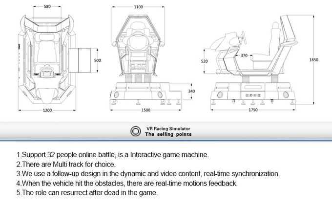 Innenraum 360 Grad 9D Vr Rennwagen Spielautomat Virtual Reality Fahren Arcade Motion Simulator 4