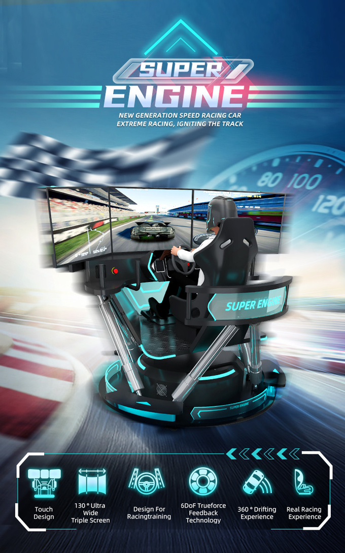 6 dof Hydraulic Racing Simulator VR Games Virtual Reality 3 Screen F1 Rennsimulator 0
