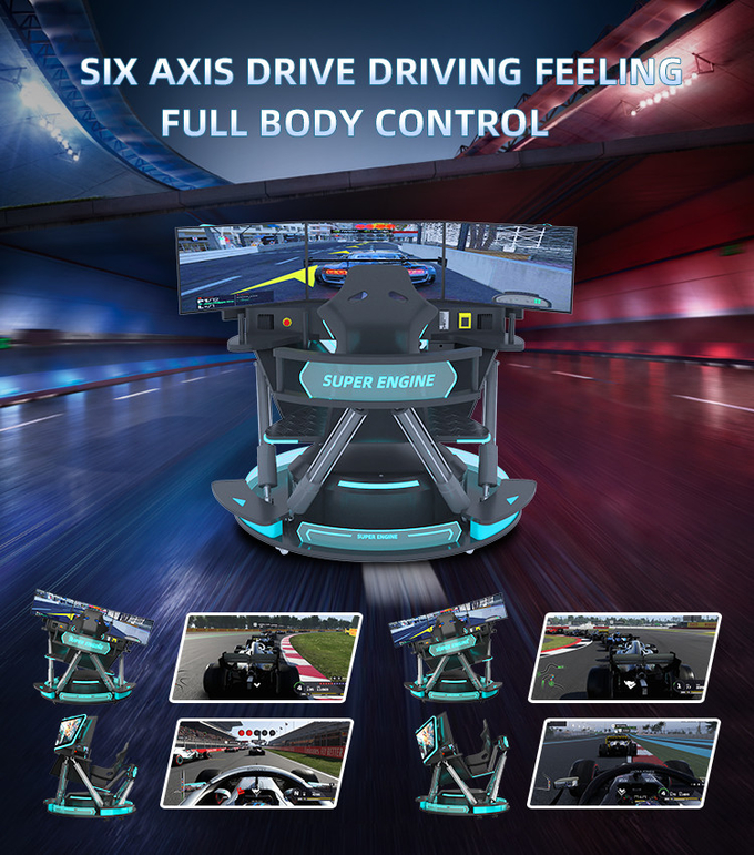 6dof Motion Hydraulischer Rennsimulator Rennwagen Arcade-Spielmaschine Autofahrersimulator mit 3 Bildschirmen 3