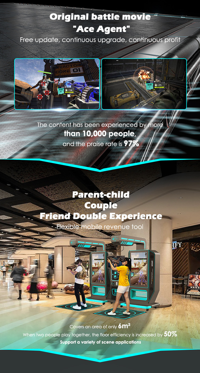 Schießen-Spiele des Einkaufszentrum-VR bearbeiten VR für zwei Spieler Arcade Simulator maschinell 1