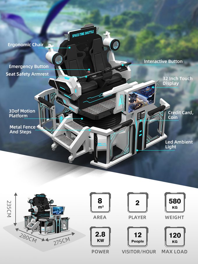 Sicherheit 9d VR Kino 2 Sitzplätze VR Achterbahn Simulator Stuhl 360 Motion Ride 1
