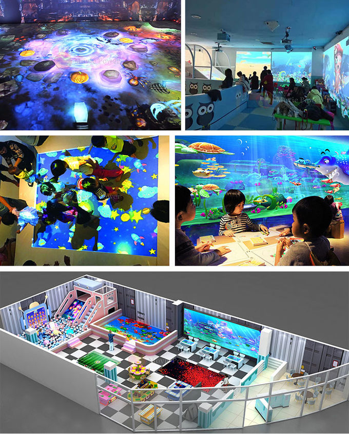 Projektor-Hologramm-Tunnel-wechselwirkende Bewegungs-Boden-Spiele der Kinderspielplatzgeräte-3d 0