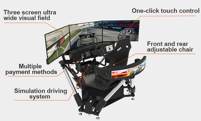 Tragbare 3-Bildschirm-Fahrsimulator 6 DOF Rennwagen Arcade Dynamic Motion Drive Ausrüstung 3