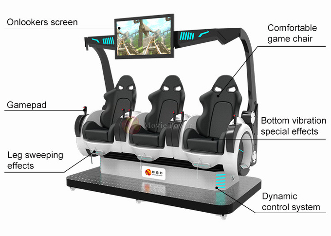 Spiel-Maschinen-schießendes Simulator Realidad des Fiberglas-9D VR virtuelles drei Münzenkino Sitz12d 1