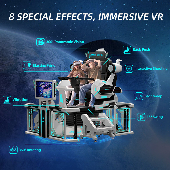 Sicherheit 9d VR Kino 2 Sitzplätze VR Achterbahn Simulator Stuhl 360 Motion Ride 4