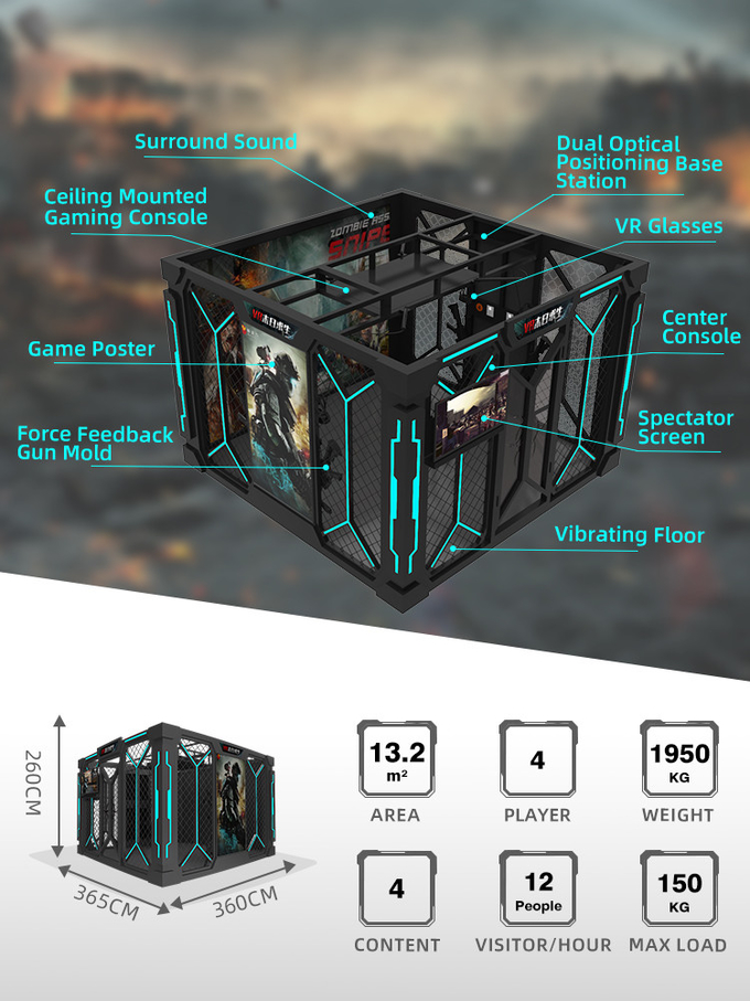 Glasfaser 9d VR Schießsimulator Raum Wandern Plattform Virtual Reality Spiele Multiplayer 1