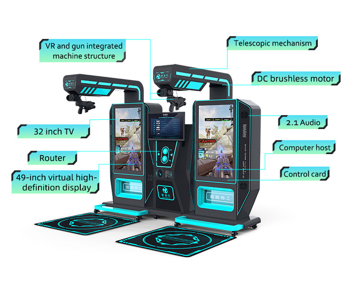 Virtual Reality Shooting Arcade Spielmaschine 9d Vr Shoot Spiel Ausrüstung für 2 Spieler 1