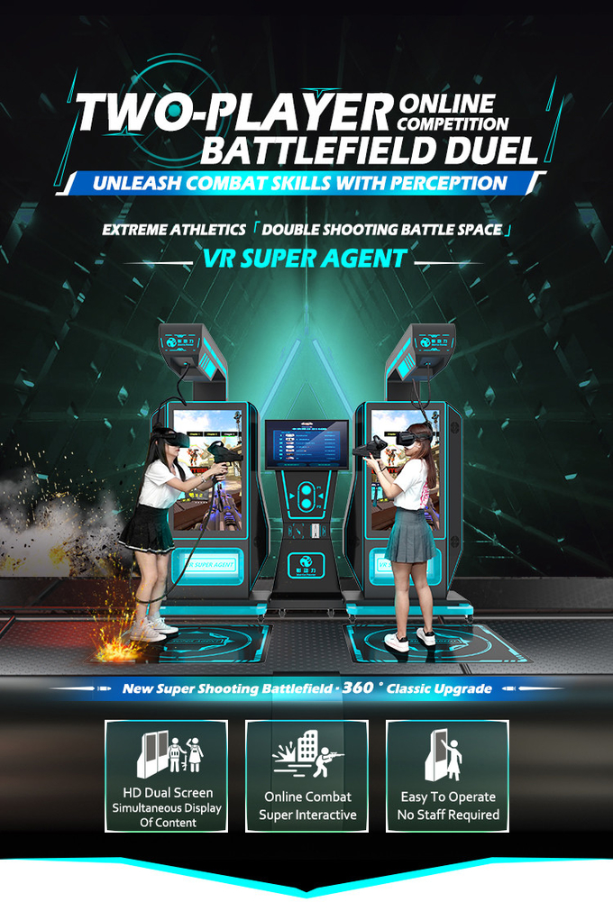9d VR Arcade Shooting Game Machine Kat Virtual Reality Super 2 Spieler Waffensimulator 0