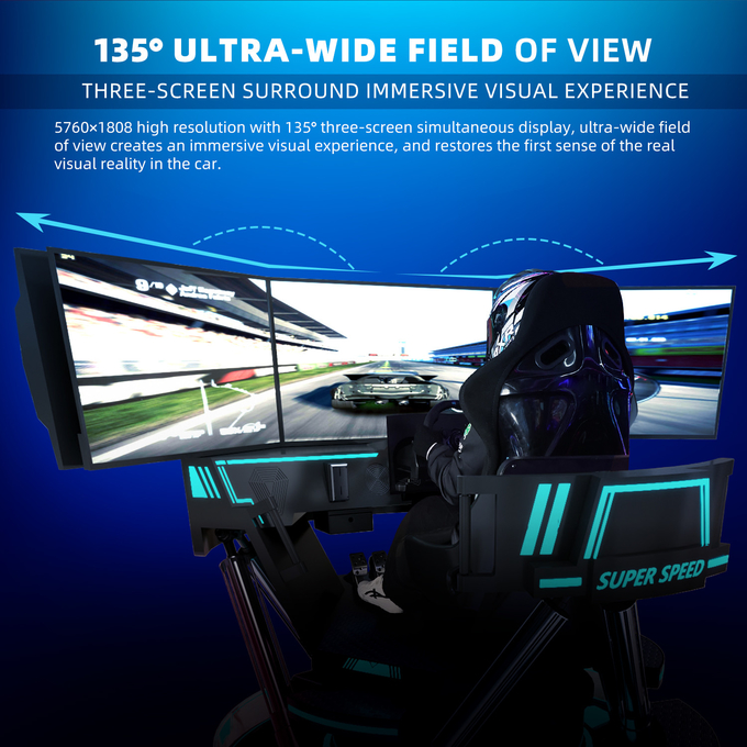 3 Bildschirm Virtual Reality Simulator 6- Dof Black Car Racing Spielmaschine 5d Autofahren Arcade für Mall 5